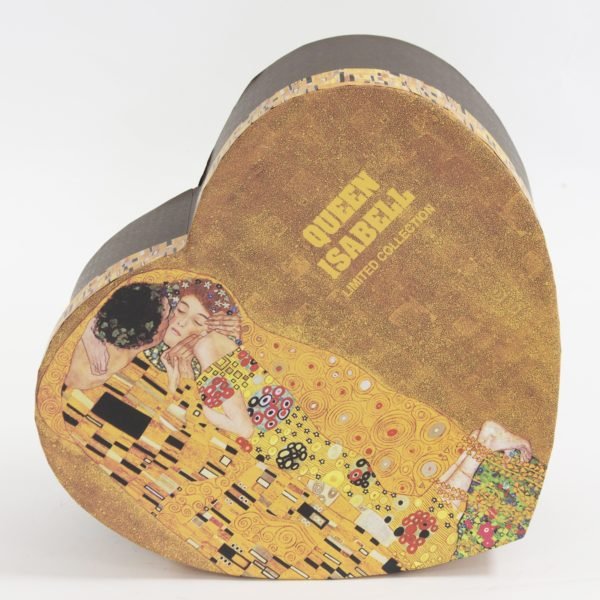 Puodelių su šaukšteliais rinkinys „Gustav Klimt“. Dėžutė širdelė